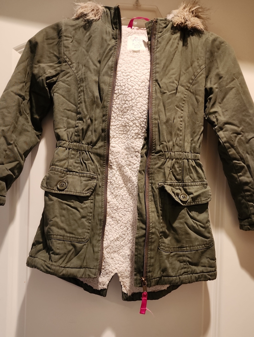 The Children's Place Girls Olive Green Hooded Parka Jacket Size 5/6 VGUC - Picture 5 of 12